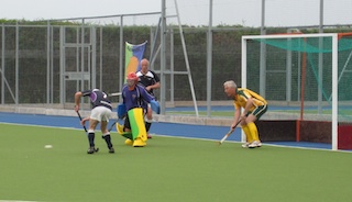 Colin Tucker about to score against Australia