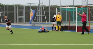 Colin Tucker turns away after scoring against Australia